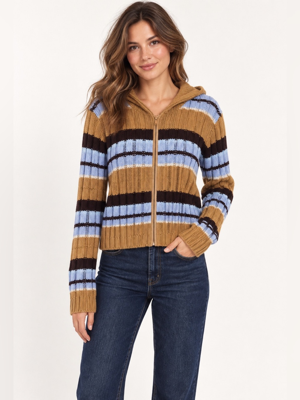 XOXO Women’s Pull-over Long Sleeve Sweater, Size S, Striped, Pre-owned